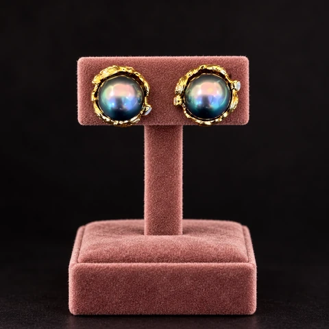 The Eugénie Rhapsody Earrings on a jewelry display — AI-generated styling preview