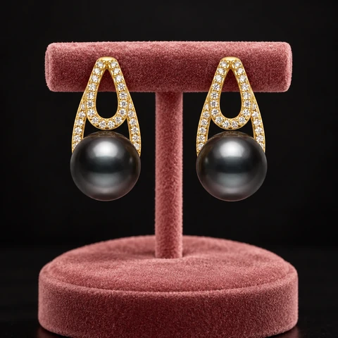 The Rosaline Romance Earrings on a jewelry display — AI-generated styling preview