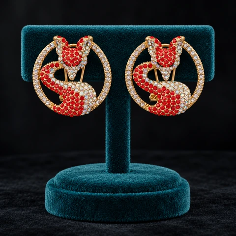 The Liliane Nocturne Earrings on a jewelry display — AI-generated styling preview