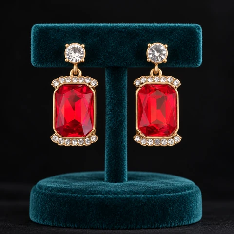 The Chloé Muse Earrings on a jewelry display — AI-generated styling preview