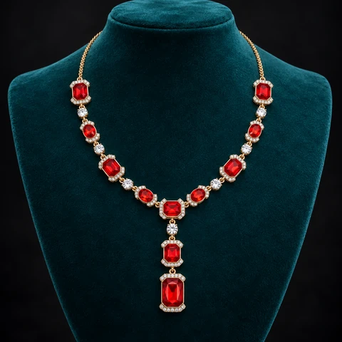 The Chloé Muse Necklace on a jewelry display — AI-generated styling preview