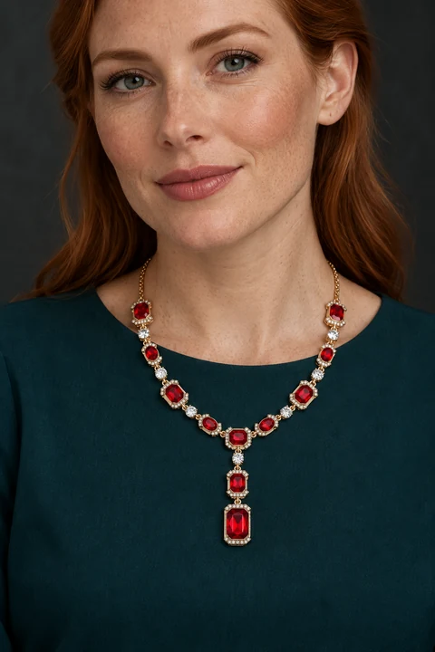The Chloé Muse Necklace worn on a model — AI-generated styling preview