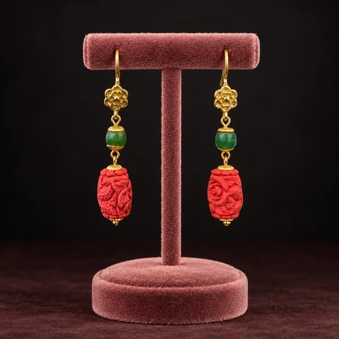 The Irène Sonata Earrings on a jewelry display — AI-generated styling preview