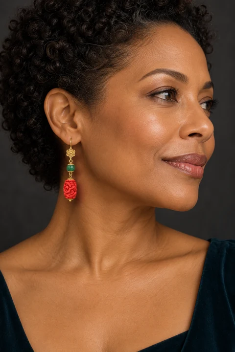 The Irène Sonata Earrings worn on a model — AI-generated styling preview