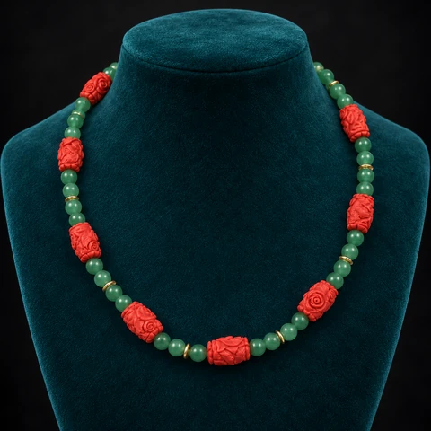 The Irène Sonata Necklace on a jewelry display — AI-generated styling preview