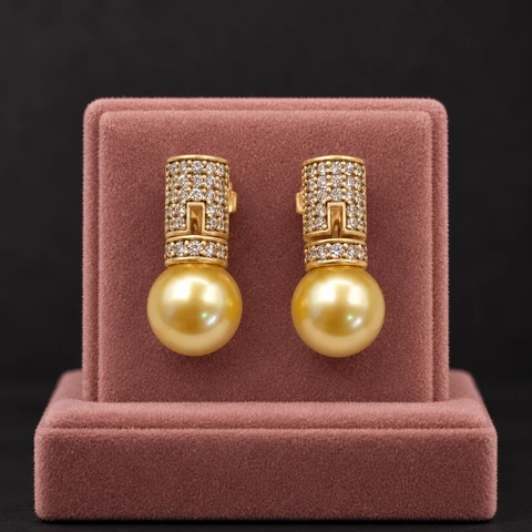 The Aurore Rhapsody Earrings on a jewelry display — AI-generated styling preview