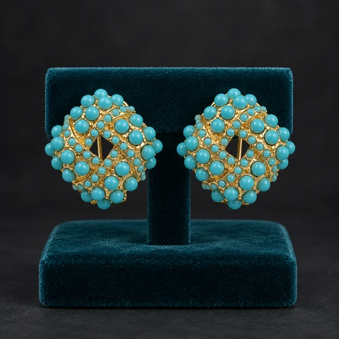 The Léonie Fable Earrings on a jewelry display — AI-generated styling preview