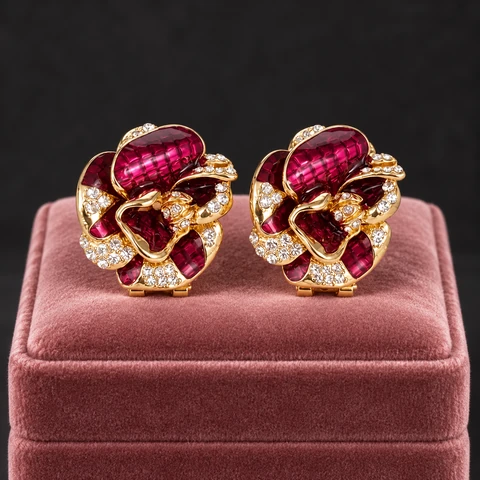 The Aurore Poème Earrings on a jewelry display — AI-generated styling preview