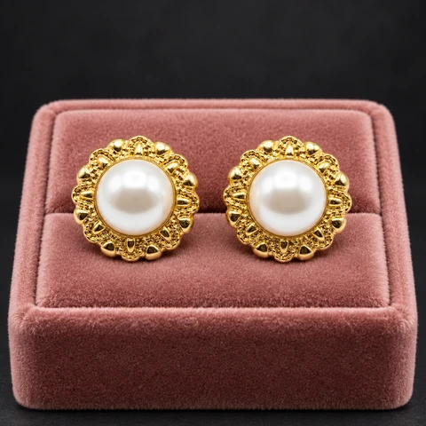 The Alma Promenade Earrings on a jewelry display — AI-generated styling preview