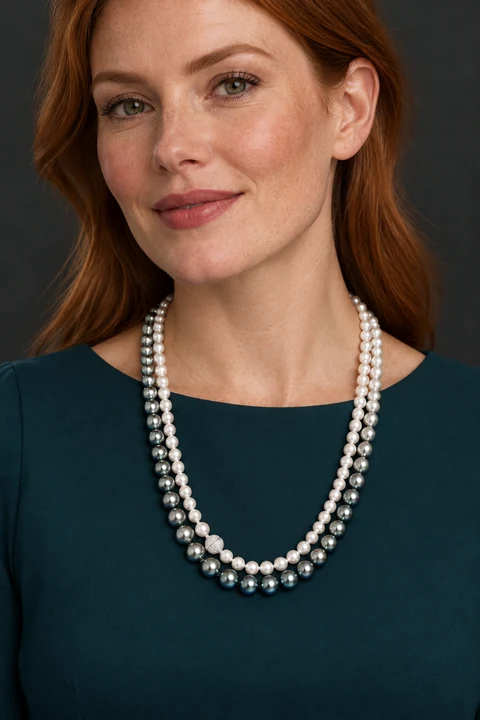 The Sylvie Serenade Necklace worn on a model — AI-generated styling preview