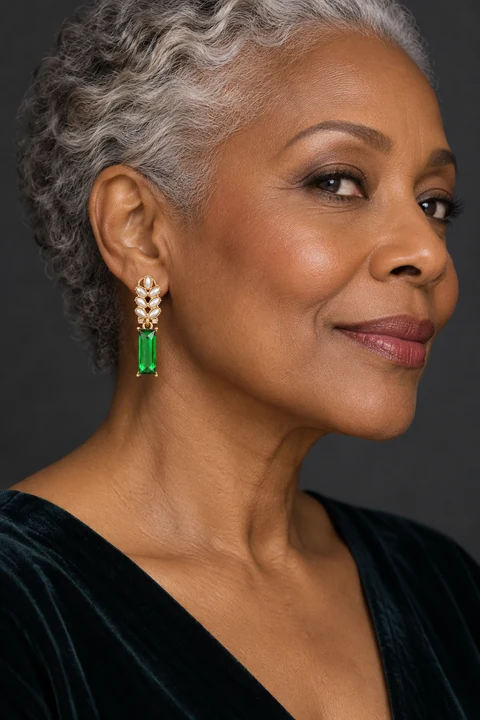 The Liliane Promenade Earrings worn on a model — AI-generated styling preview