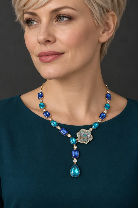 The Louise Fable Necklace worn on a model — AI-generated styling preview