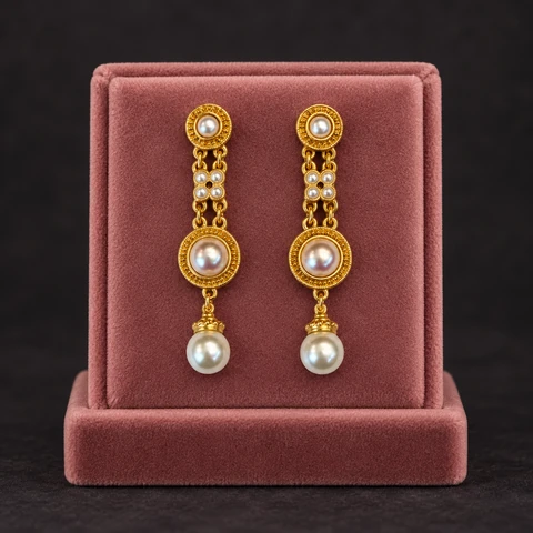 The Ingrid Waltz Earrings on a jewelry display — AI-generated styling preview