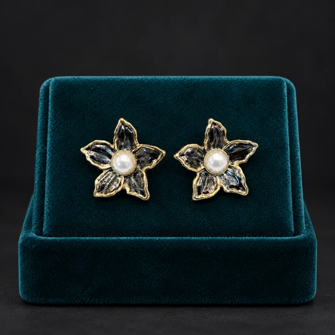 The Léa Éclat Earrings on a jewelry display — AI-generated styling preview