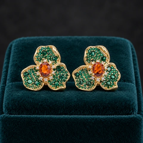 The Virginie Romance Earrings on a jewelry display — AI-generated styling preview