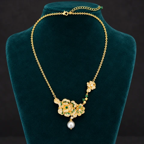 The Pauline Waltz Necklace on a jewelry display — AI-generated styling preview