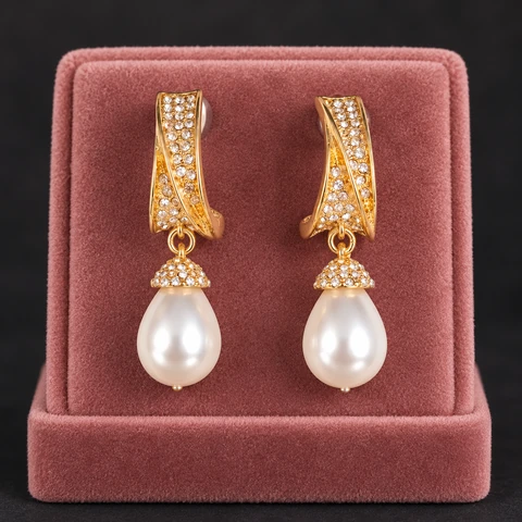 The Giselle Serenade Earrings on a jewelry display — AI-generated styling preview