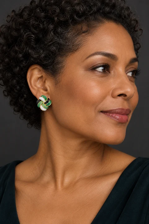 The Ophélie Sonata Earrings worn on a model — AI-generated styling preview