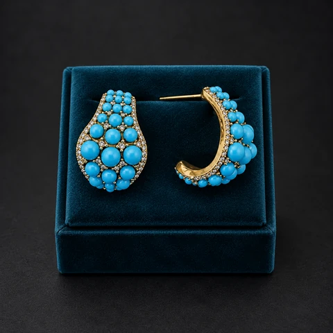 The Valentine Sonnet Earrings on a jewelry display — AI-generated styling preview