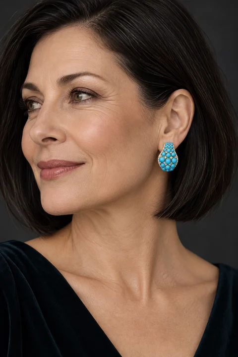 The Valentine Sonnet Earrings worn on a model — AI-generated styling preview