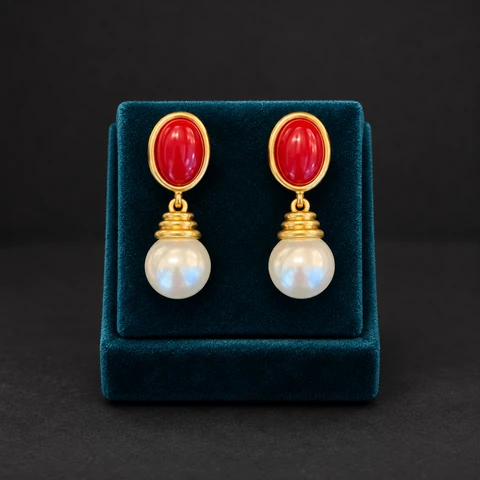 The Margaux Éclat Earrings on a jewelry display — AI-generated styling preview