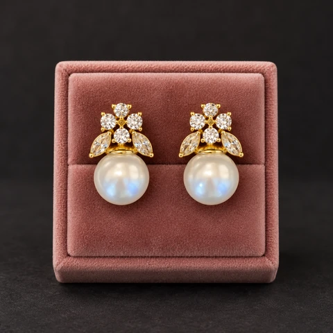 The Clarisse Éclat Earrings on a jewelry display — AI-generated styling preview