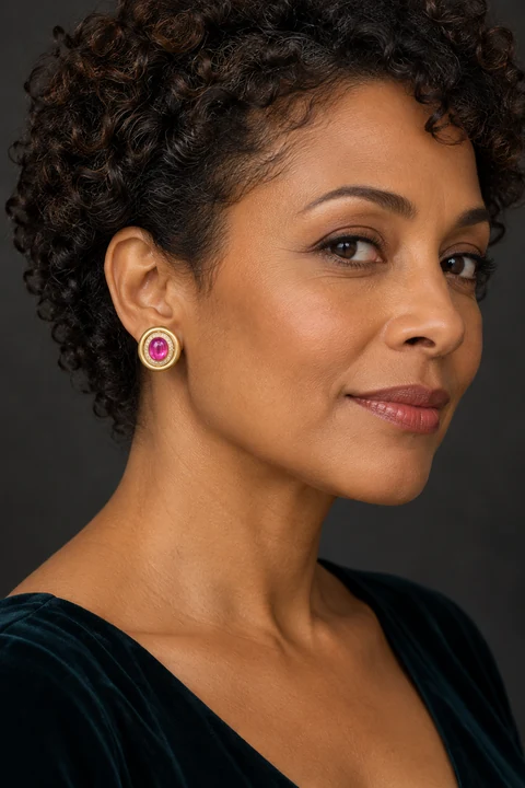 The Aveline Sonata Earrings worn on a model — AI-generated styling preview