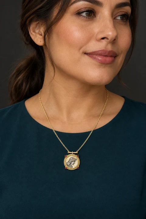 The Belle Romance Necklace worn on a model — AI-generated styling preview