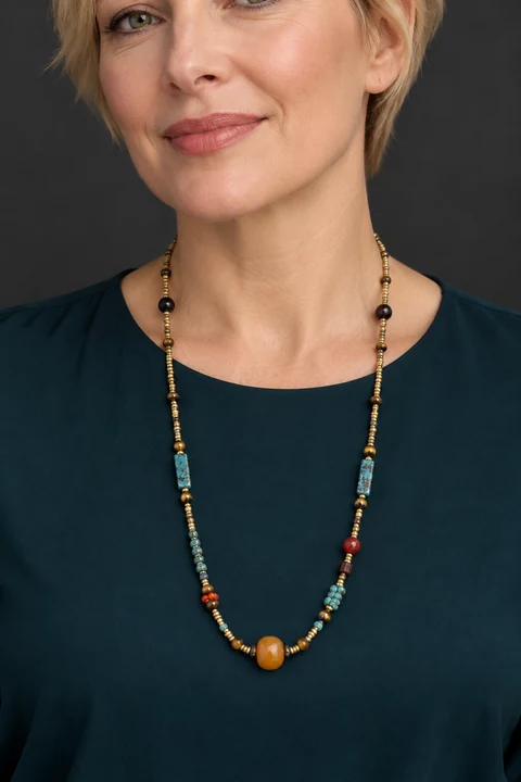 The Capucine Reverie Necklace worn on a model — AI-generated styling preview