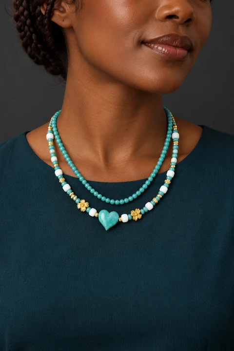 The Monique Jardin Necklace worn on a model — AI-generated styling preview