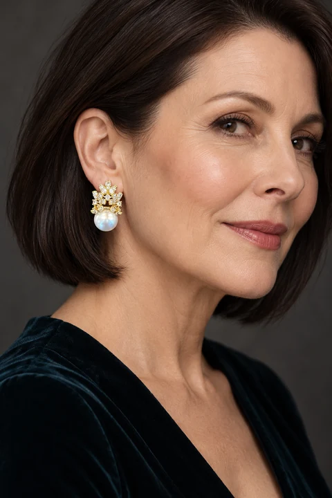 The Léa Sonata Earrings worn on a model — AI-generated styling preview