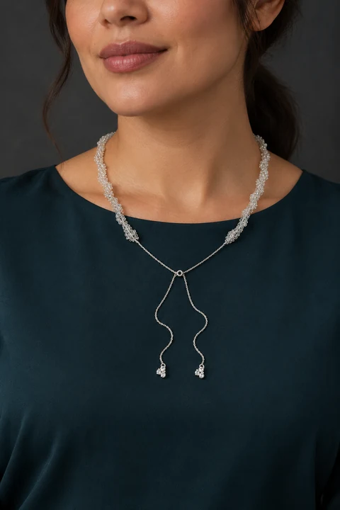The Adrienne Waltz Necklace worn on a model — AI-generated styling preview