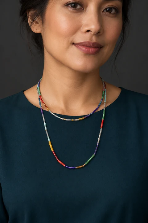 The Iris Romance Necklace worn on a model — AI-generated styling preview