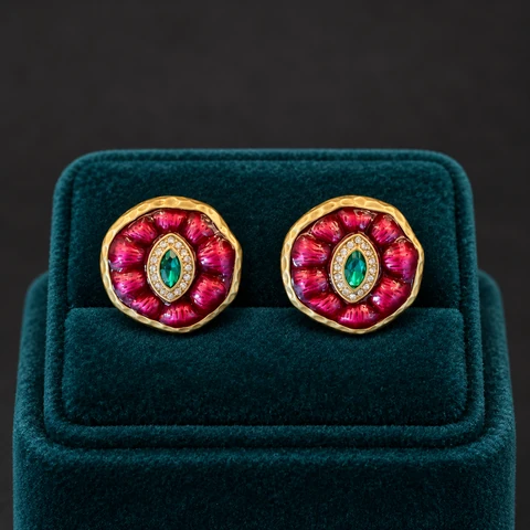 The Daphné Fable Earrings on a jewelry display — AI-generated styling preview