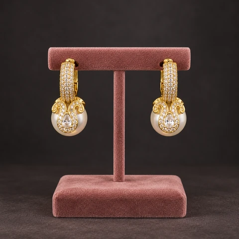The Véronique Serenade Earrings on a jewelry display — AI-generated styling preview