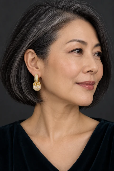 The Véronique Serenade Earrings worn on a model — AI-generated styling preview