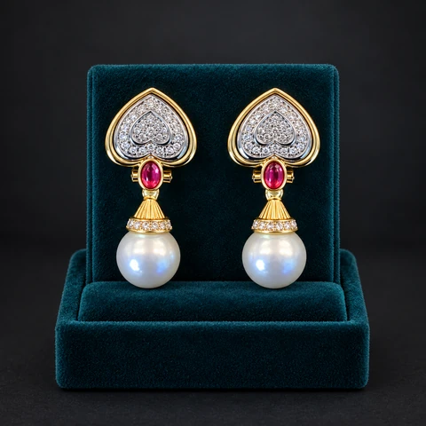 The Manon Éclat Earrings on a jewelry display — AI-generated styling preview