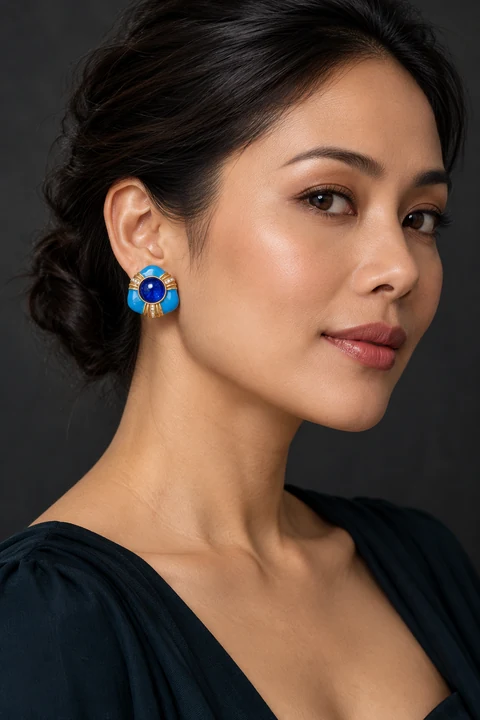 The Félicie Fleur Earrings worn on a model — AI-generated styling preview