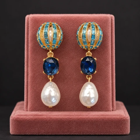 The Ambre Poème Earrings on a jewelry display — AI-generated styling preview