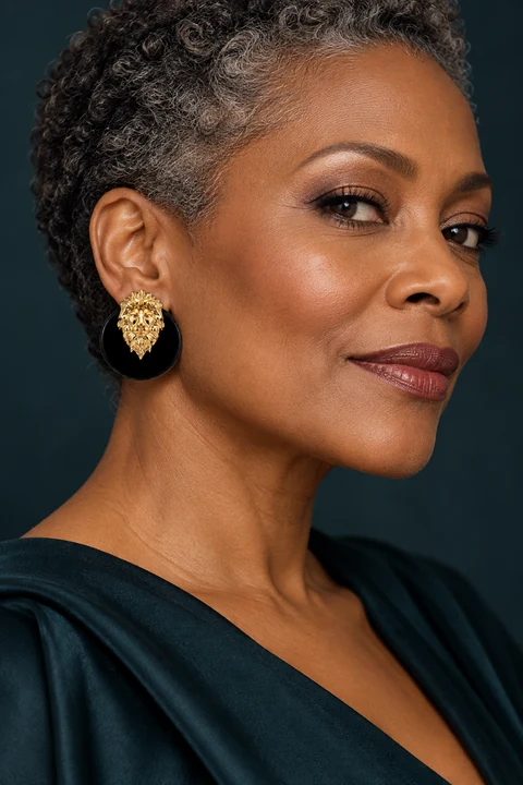 The Sylvie Sonnet Earrings worn on a model — AI-generated styling preview