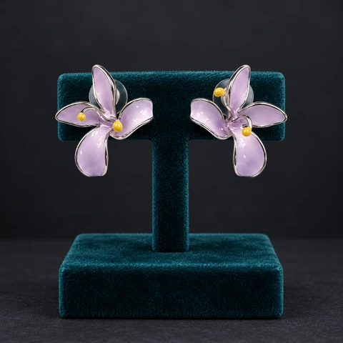 The Rose Rhapsody Earrings on a jewelry display — AI-generated styling preview