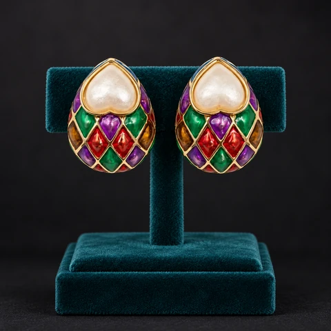 The Élise Romance Earrings on a jewelry display — AI-generated styling preview