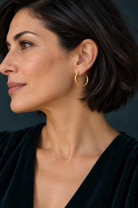 The Camille Jardin Earrings worn on a model — AI-generated styling preview