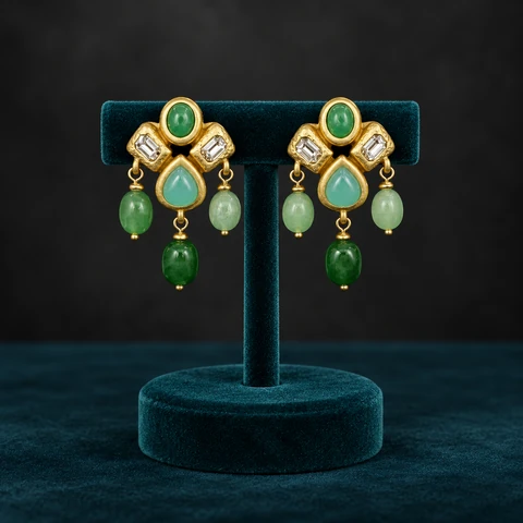 The Isadora Nocturne Earrings on a jewelry display — AI-generated styling preview