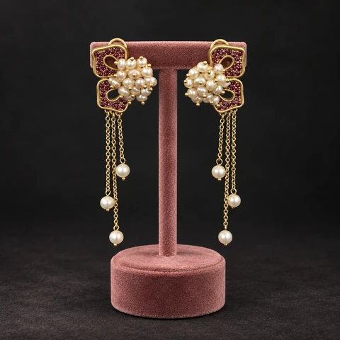 The Joséphine Nocturne Earrings on a jewelry display — AI-generated styling preview
