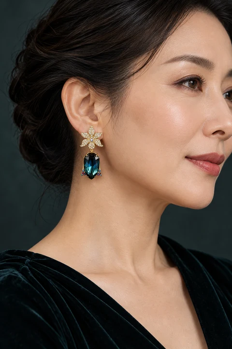 The Alix Serenade Earrings worn on a model — AI-generated styling preview