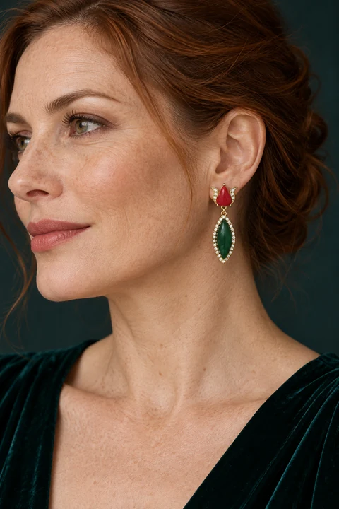 The Chloé Waltz Earrings worn on a model — AI-generated styling preview