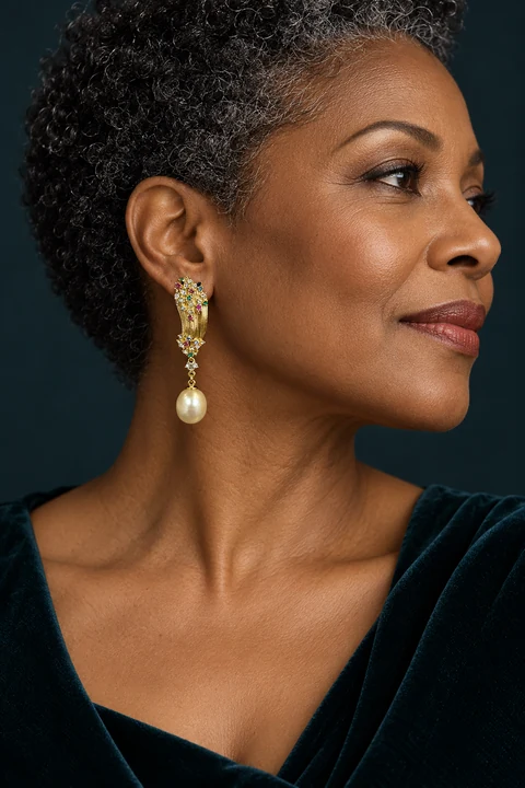 The Ophélie Reverie Earrings worn on a model — AI-generated styling preview