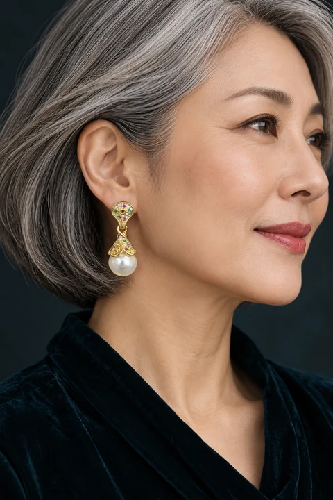 The Raphaëlle Romance Earrings worn on a model — AI-generated styling preview