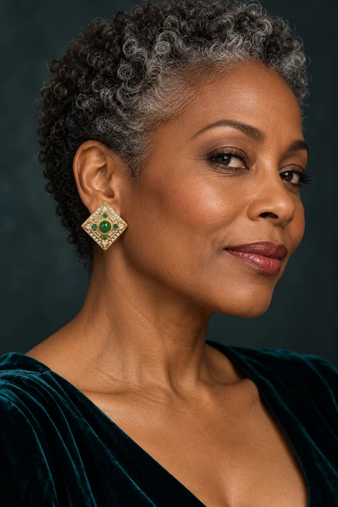 The Monique Sonata Earrings worn on a model — AI-generated styling preview